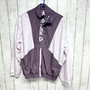 Reebok Jacket Women Size M Purple Zip Up Windbreaker Hooded Outdoor Rain Jacket